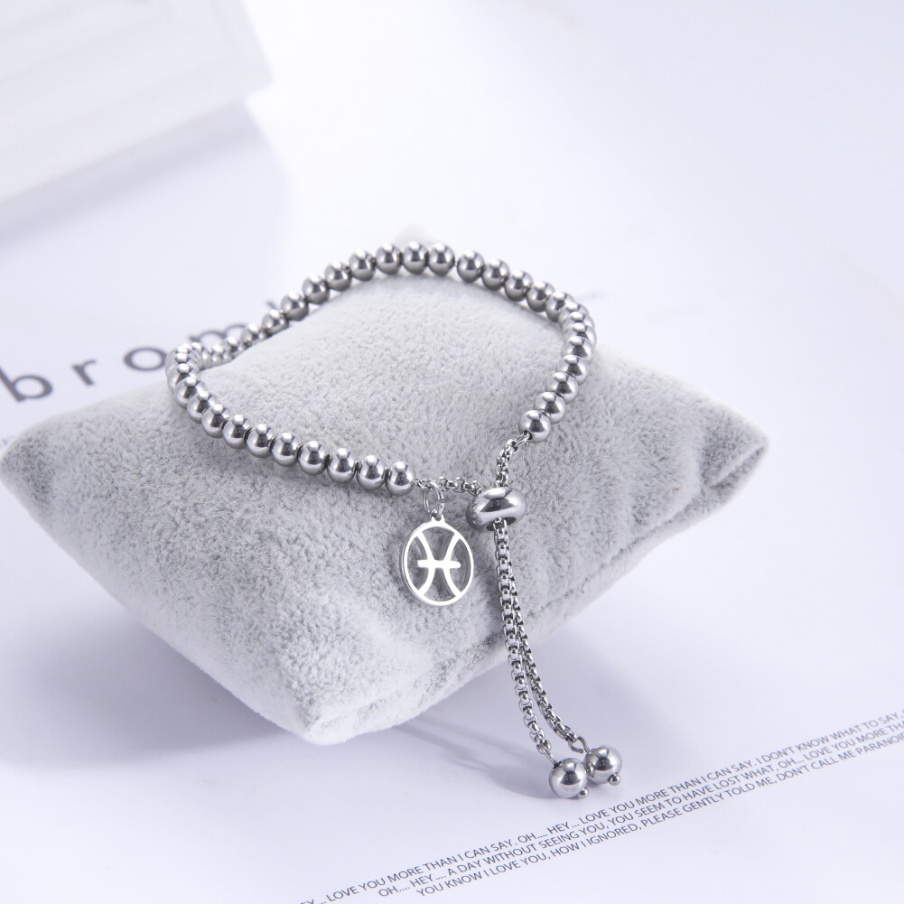 12 Constellations Charm Bracelet Zodiac Bead Link Chain Minimalist Star Jewlry