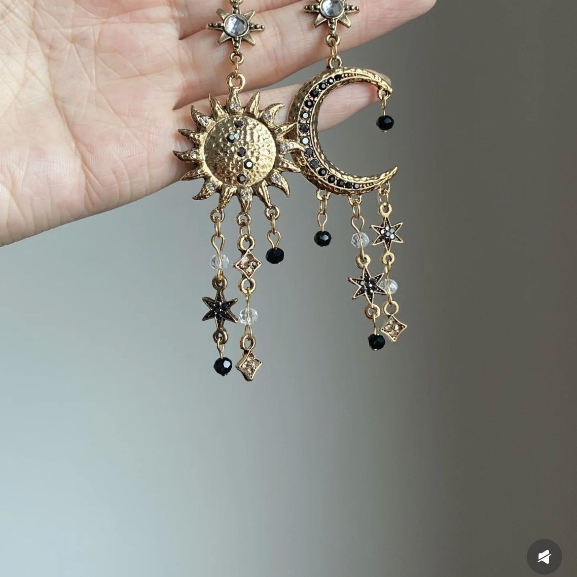 Tassel dreamcatcher stud earrings; star and moon earrings.