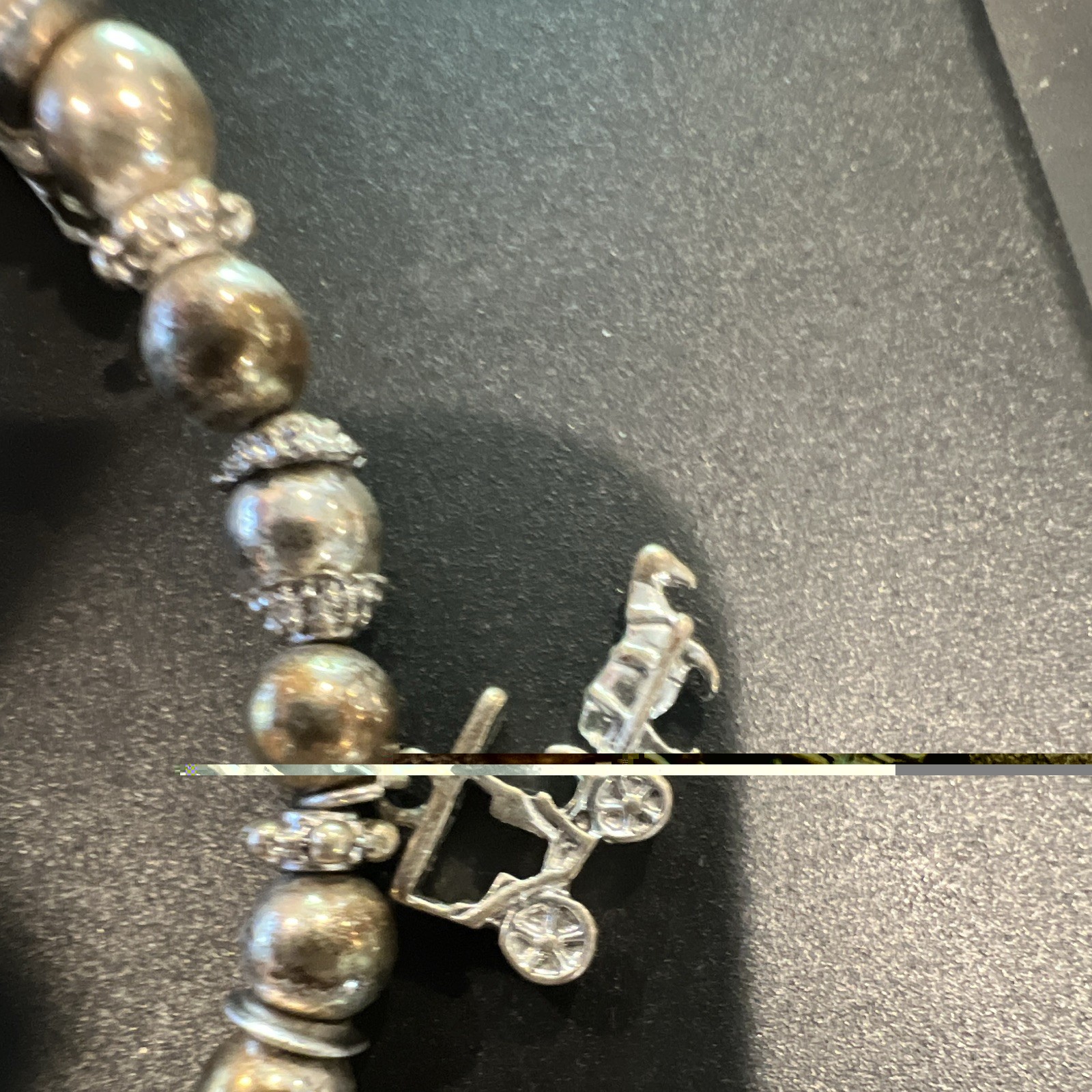 Silver Tone Metal Beaded Ball Charm Bracelet with Fleur-de-Lis Dangle Charms