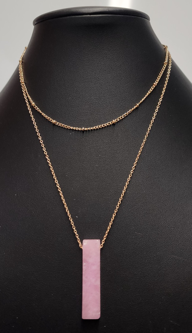 Mindful Souls Rose Quartz Layered Necklace 13″,16.5″+ 1.5″