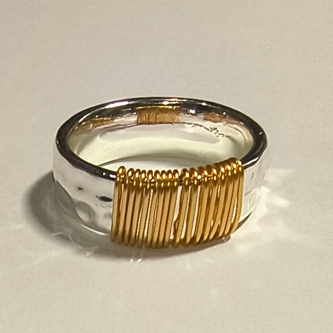 Silver and Gold Wire Wrapped Ring, Never Been Worn, Size 8