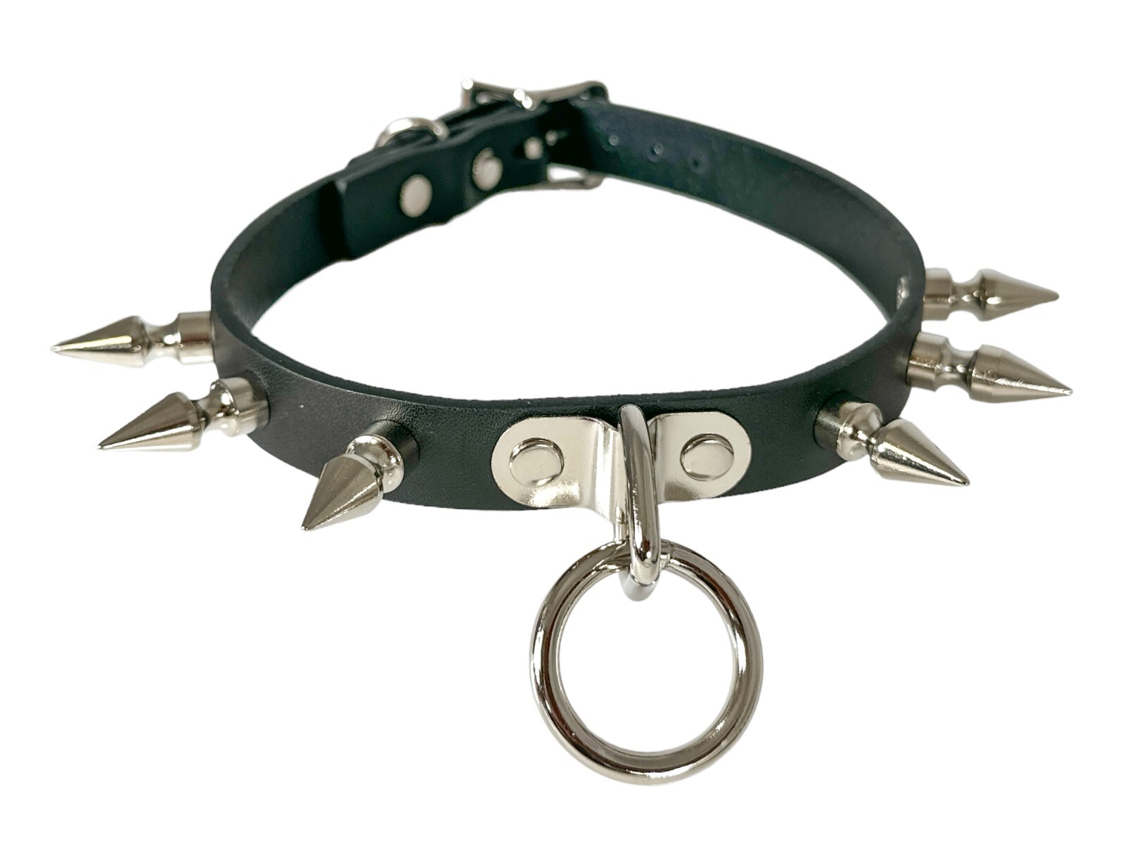 Spike Leather Punk Goth Bondage Pendant Choker Collar Black Leather Necklace