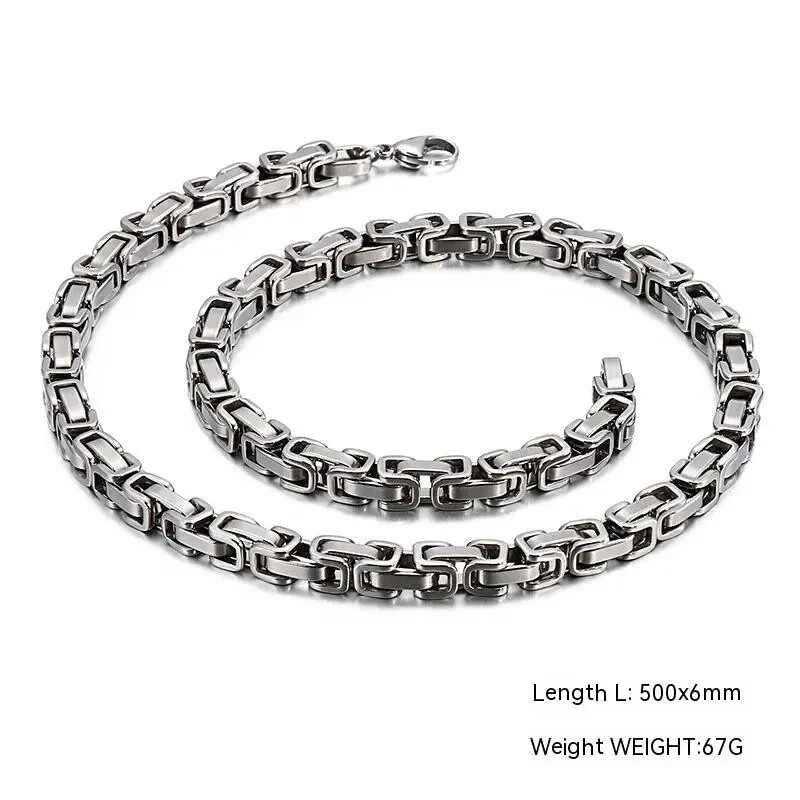 18-40″MEN’s Stainless Steel 4mm/6mm/9mm Silver Byzantine Box Link Chain Necklace
