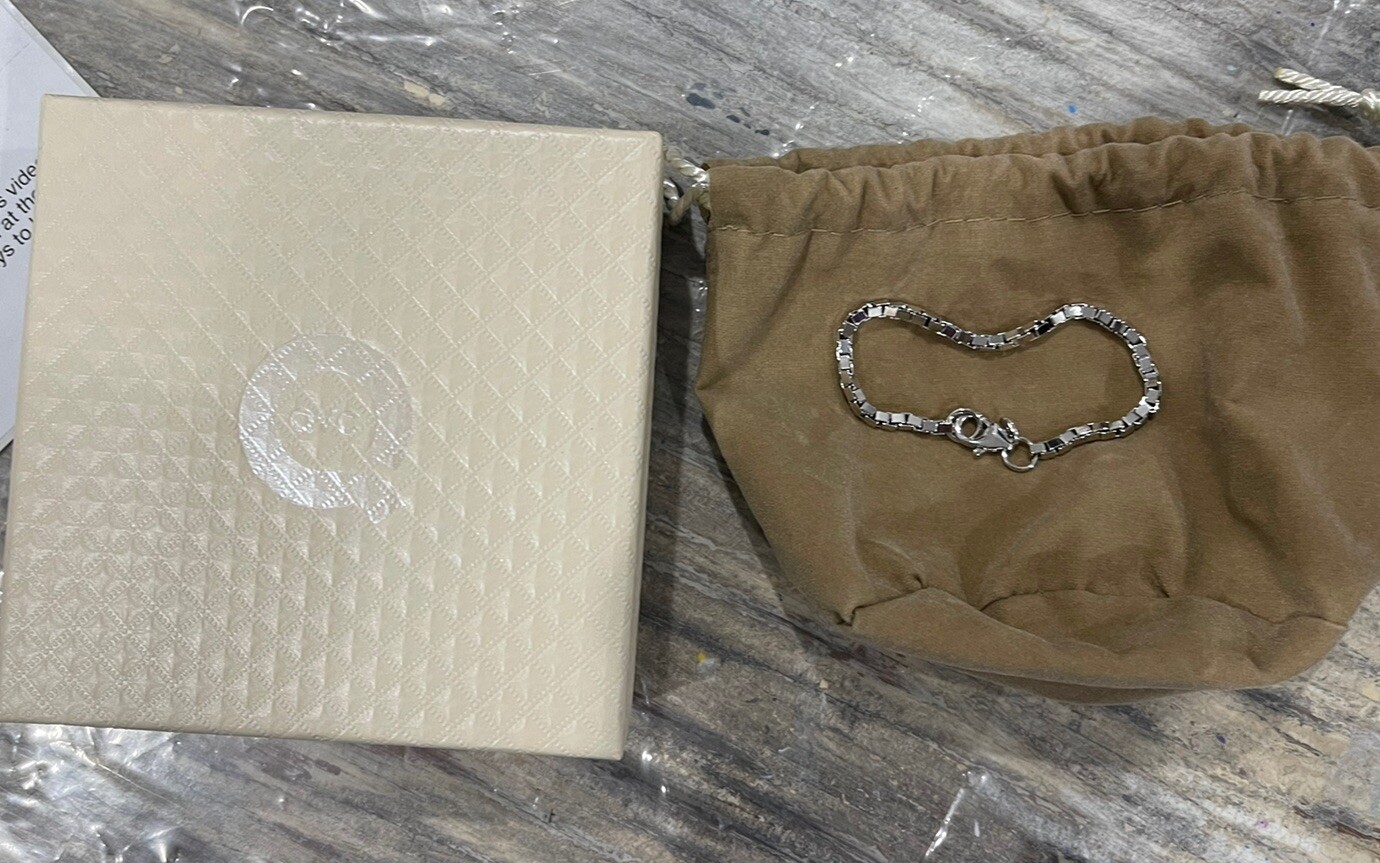 Bronzo Italia 6 3/4″ polished Box Chain Bracelet White Bronze item #J290838