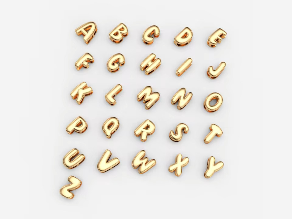 Customized Name Bubble Letters Bracelet Snake Chain Charm Jewelry Gold Silver