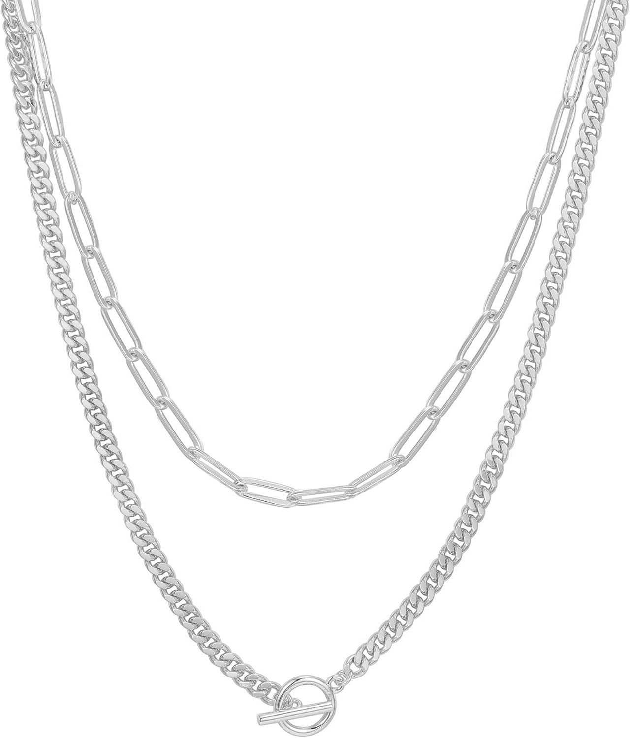 14K Gold Plated Dainty Layering Necklaces for Women | Snake Chain, Curb Link,…