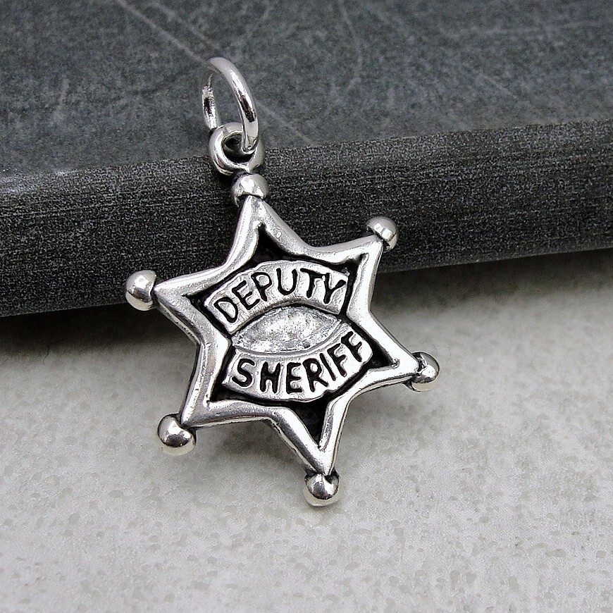 925 Sterling Silver Deputy Charm – Sheriff Badge Charm – Police Officer Charm