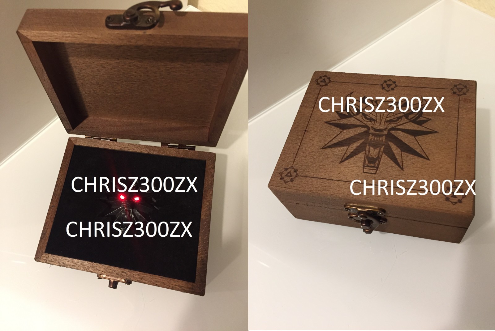 The Witcher Keepsake Wooden Box /w LED Necklace and chain