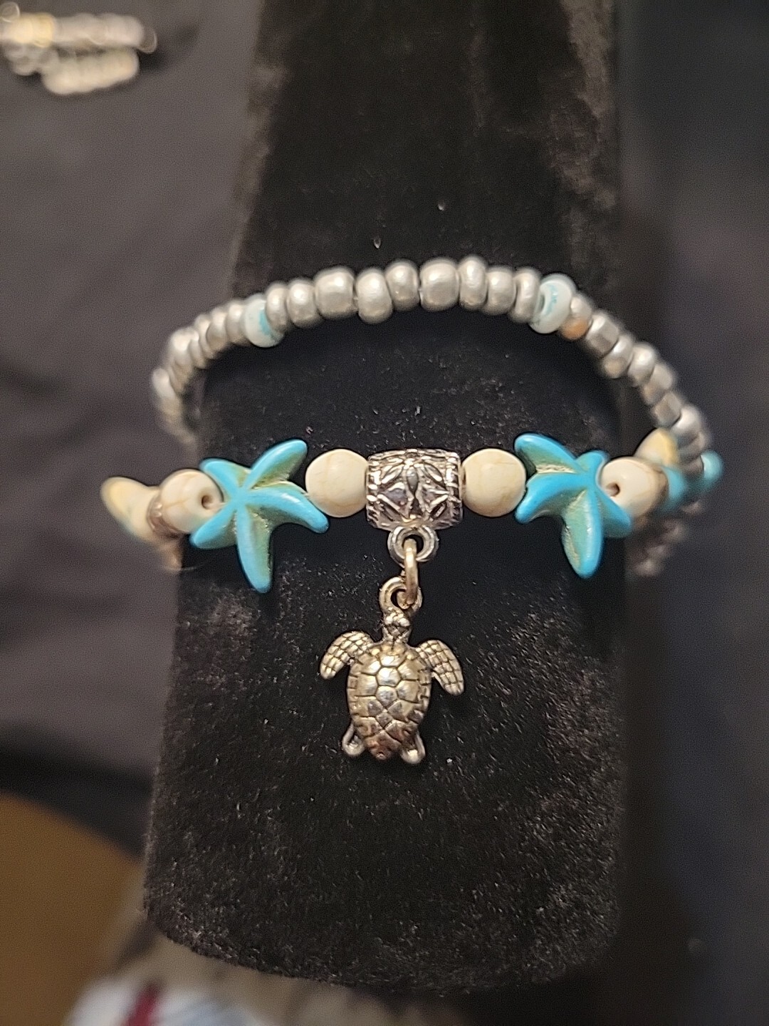 Women Blue Turquoise Beads Sea Turtle Anklet Beach Sandal Ankle Bracelet 9-11″