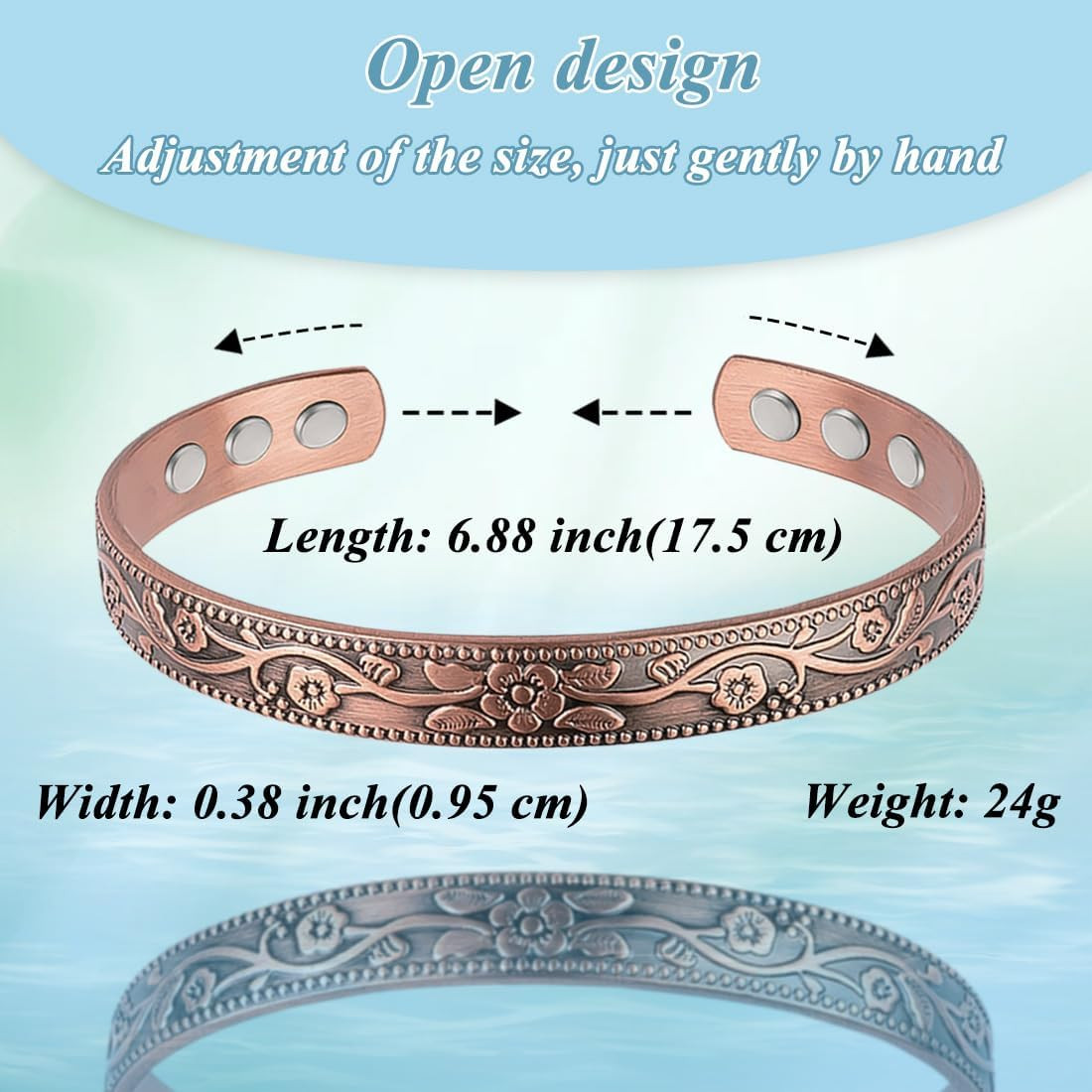 Copper Magnetic Bracelet for Women Ultra Strength Magnetic Bracelets 99.9% Pure