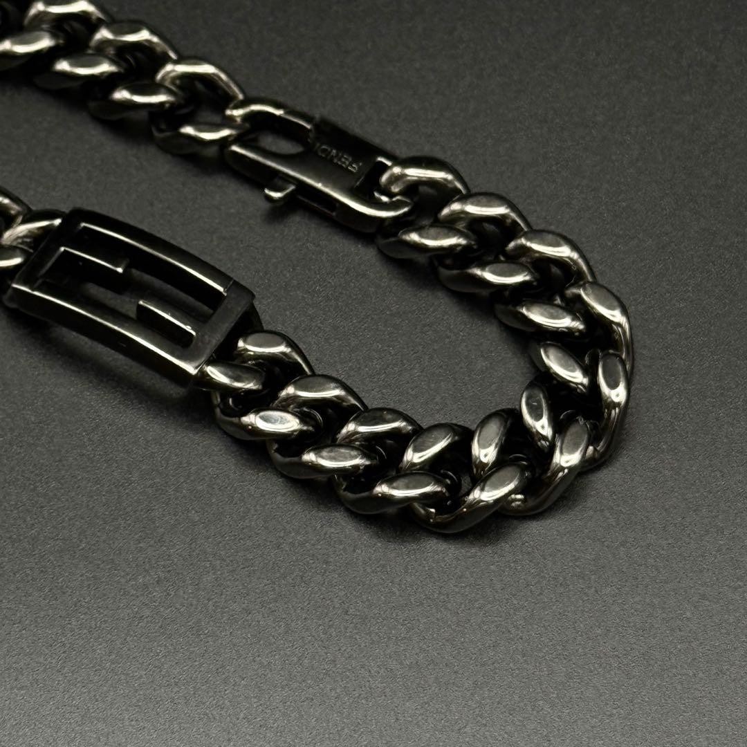 FENDI Bracelet Kihei Chain Baguette FF Logo Black Italy Authentic From Japan