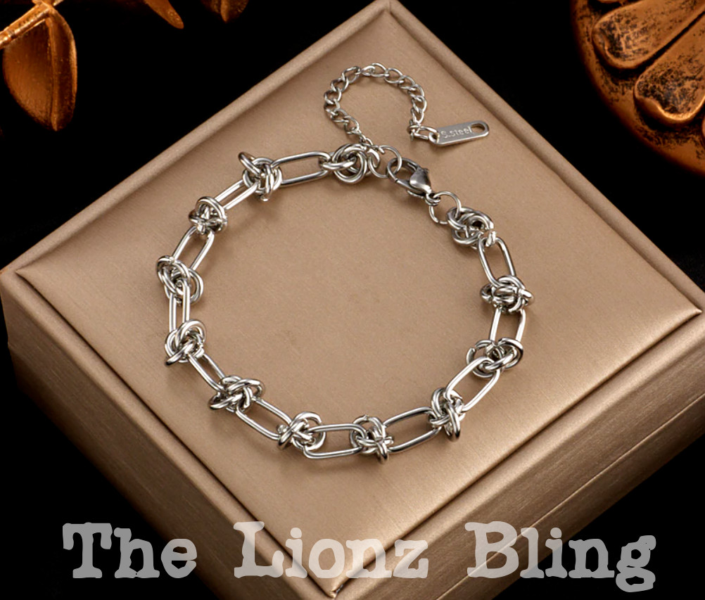 Punk Rock Emo Goth Silver Stainless Steel Knotted Metal Chain Necklace – 16.5″
