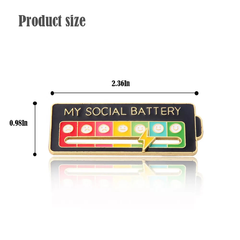 3pack My Social Battery Interactive Mood Enamel Pin