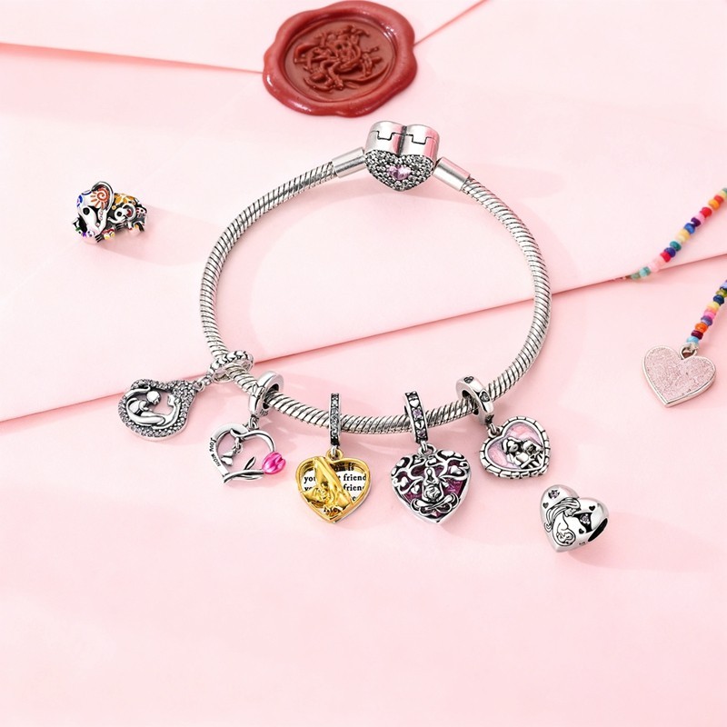 MULA Mother’s Day 925 Sterling Silver DIY Charm AAA CZ Heart fit Women Bracelet