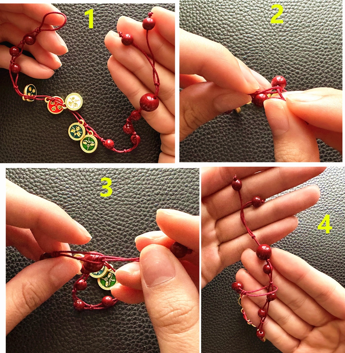 Feng Shui Red Cord Bracelet Amulet Tibetan Thangka-Inspired Buddha Eyes Charms
