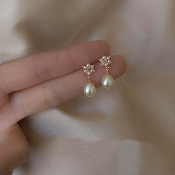 Vintage Pearl Ear Studs Exquisite Freshwater Baroque Earrings Luxury Wedding Gif