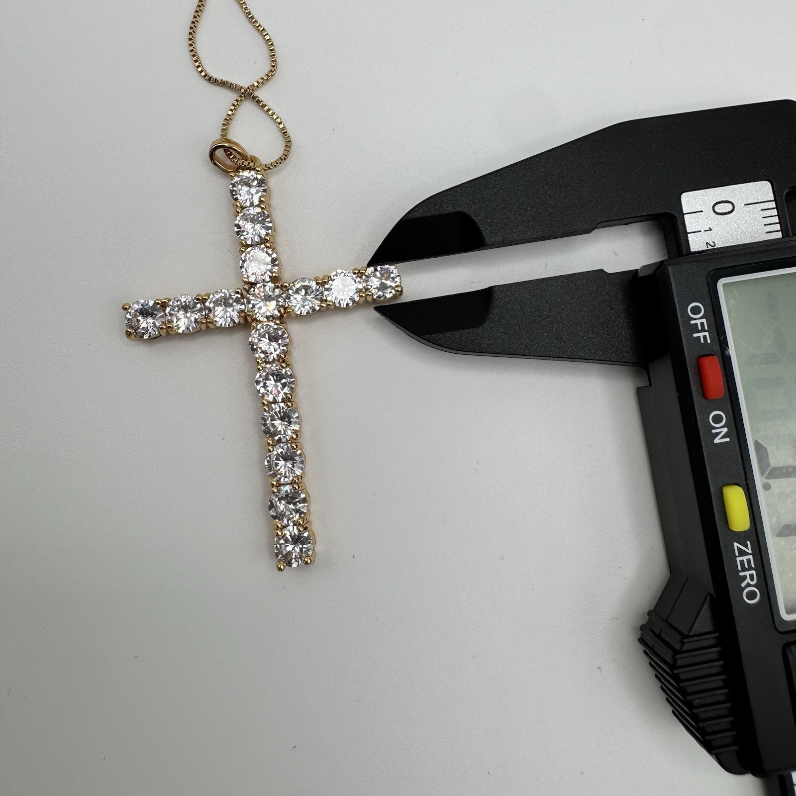 Gold Toned, 26 Inch Large Cubic Zirconium Cross Necklace, Unisex, Iced Out