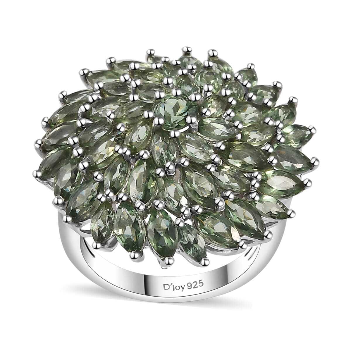 6.50ctw Andranomaro Green Apatite Floral Spray Ring Rhodium Plated Size 7