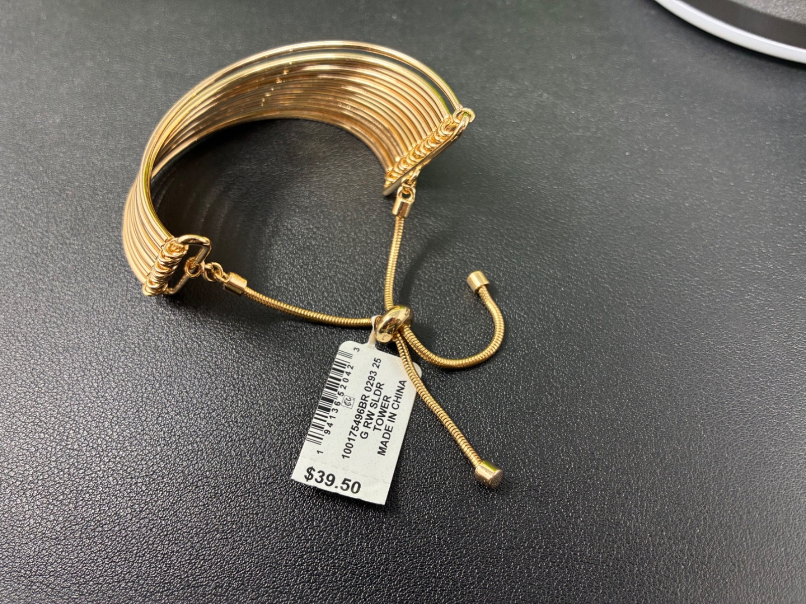 Style & Co Gold Tone Wide Cuff Bracelet Adjustable Layered Bangle NWT