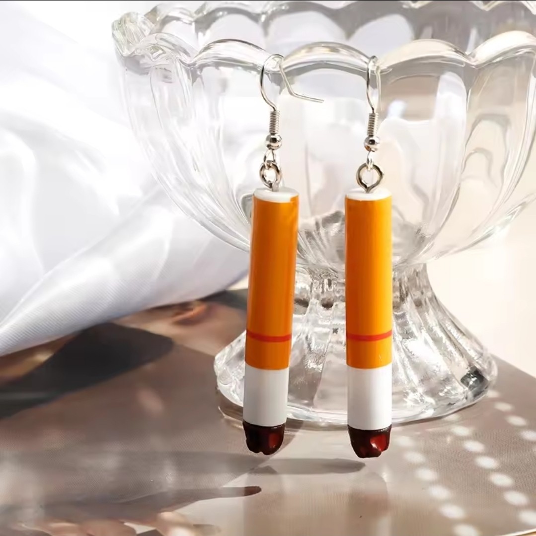 Women’s Fashion Novelty Jewelry Custom Resin Earrings Cigarette 90