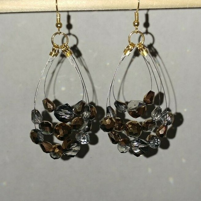 Exquisite Gold, Black & Silver Faceted Glass Beads Gold Plated Set