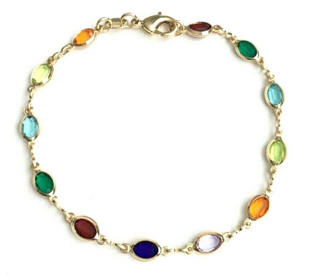 18K GOLD FILLED CRYSTAL BRACELET 7.5” LONG / PULSERA CRISTAL 7.5″ – ANK114