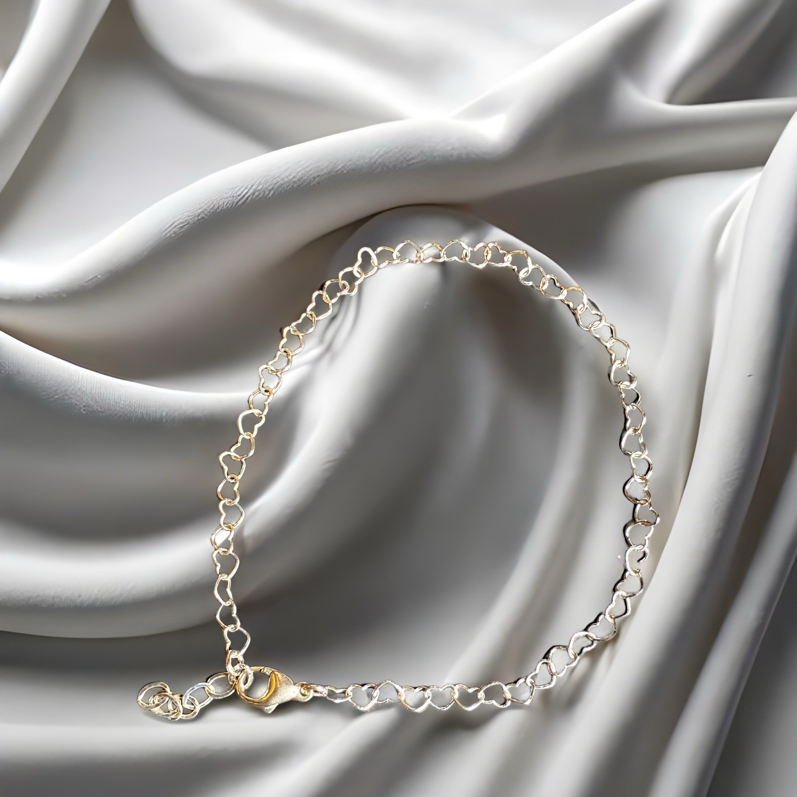 Sterling Silver Heart Ankle Bracelet – Anklet – Variety of sizes – 9″ to 10″