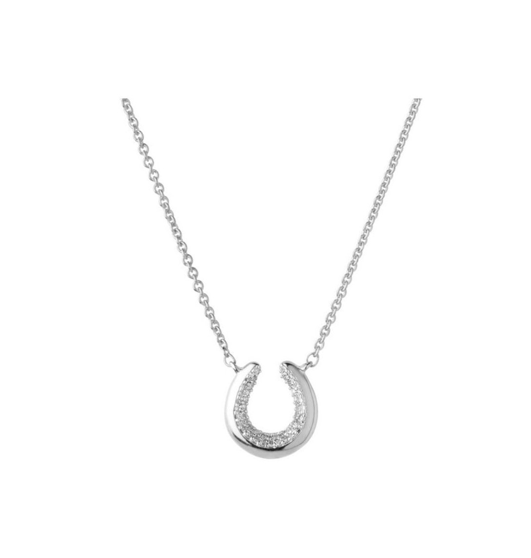 LONDON Ladies Sterling Silver Ascot Diamond Horseshoe Necklace NEW