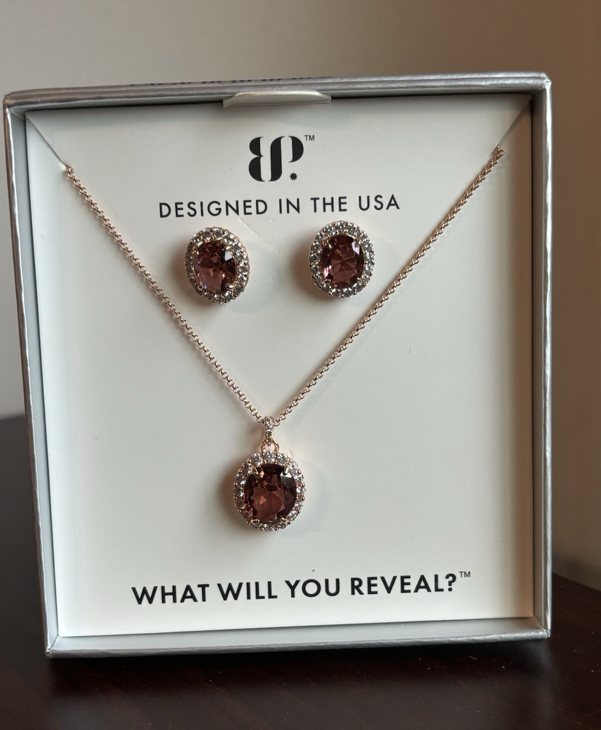 BP “The 2424 Set” The Gem Society Lab-Created Light Rubellite RG Plated Set