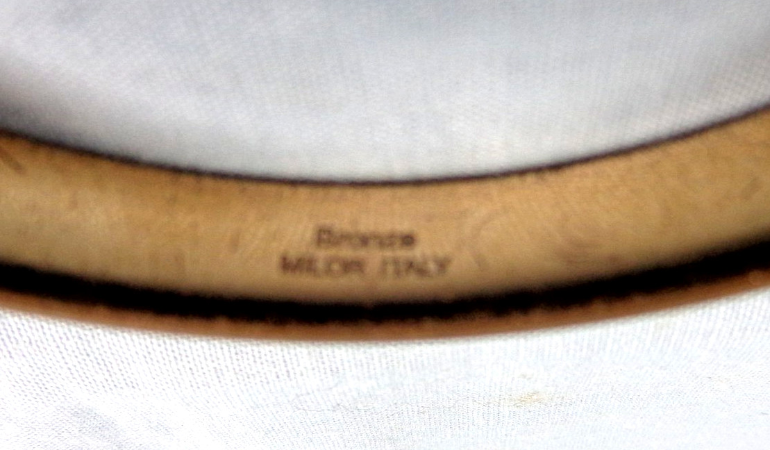 2 Milor Italy Bronze Cowhide Leather Inlay Bangle Bracelet BLUE and BROWN