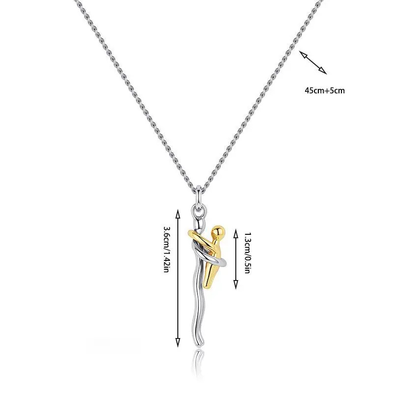 Mother Child Hugging Necklace Mother’s Day Gift for Mom Two Tone Pendant Gift