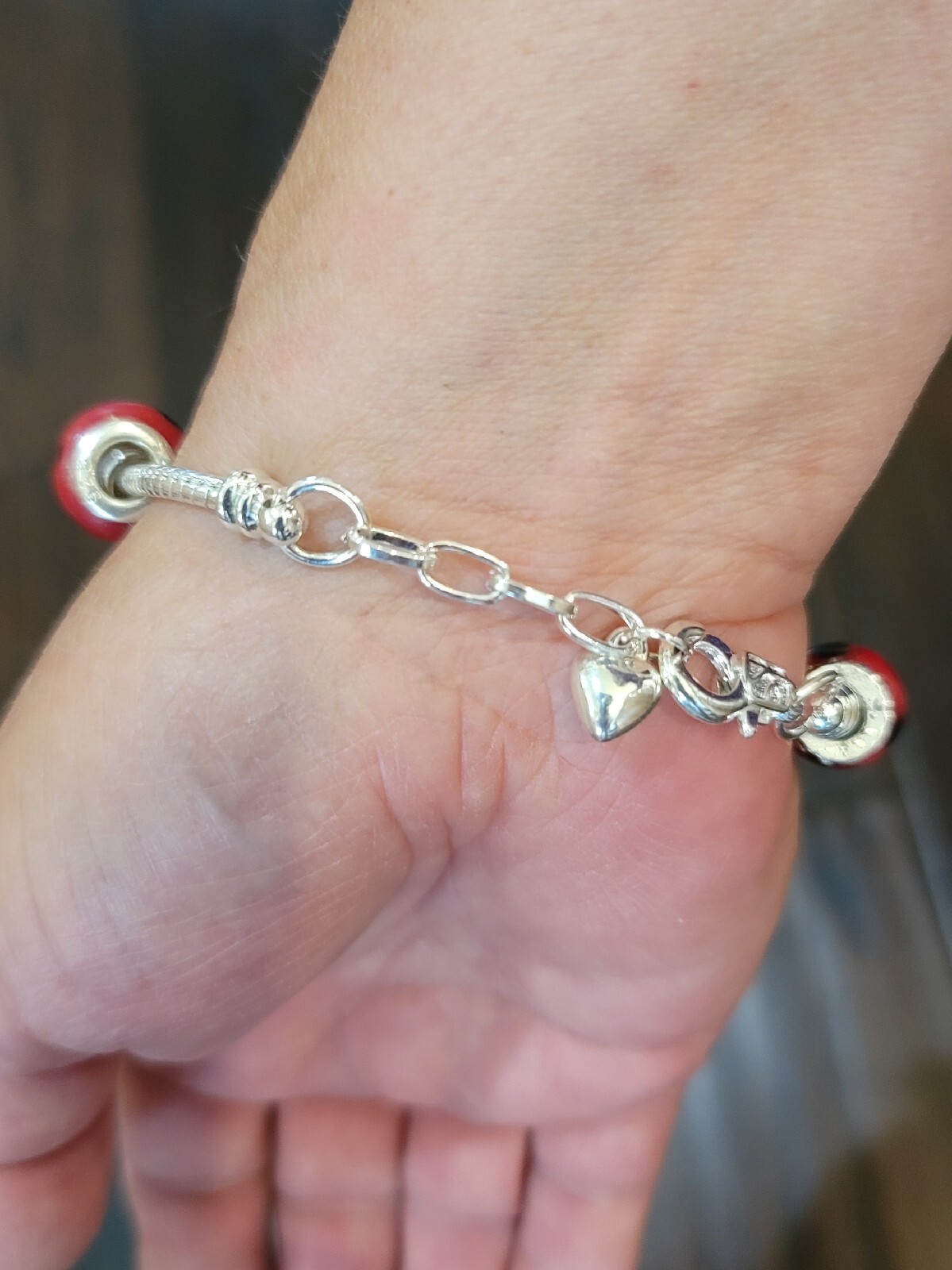 LADYBUG Charm Bracelet SILVER PLATED European Style ADJUSTABLE 6.5″ to 7″ Wrist