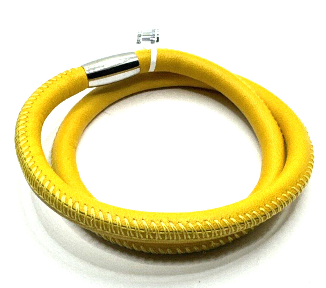 Brighton Woodstock Yellow Double Add Charms/Beads Leather Bracelet NWT 16in