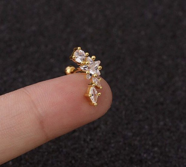 Beautiful Gold Silver Rose Cartilage Helix Conch Earrings Surgical steel Quality