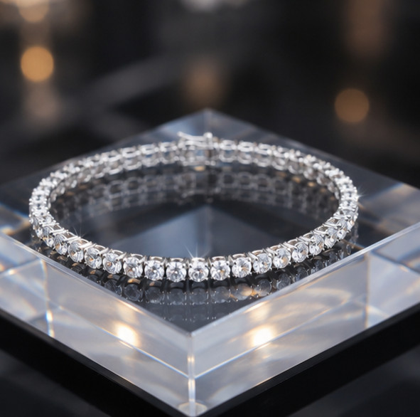 8Ct Round Cut Simulated Diamond Engagement Tennis Bracelet 14K White Gold Plated