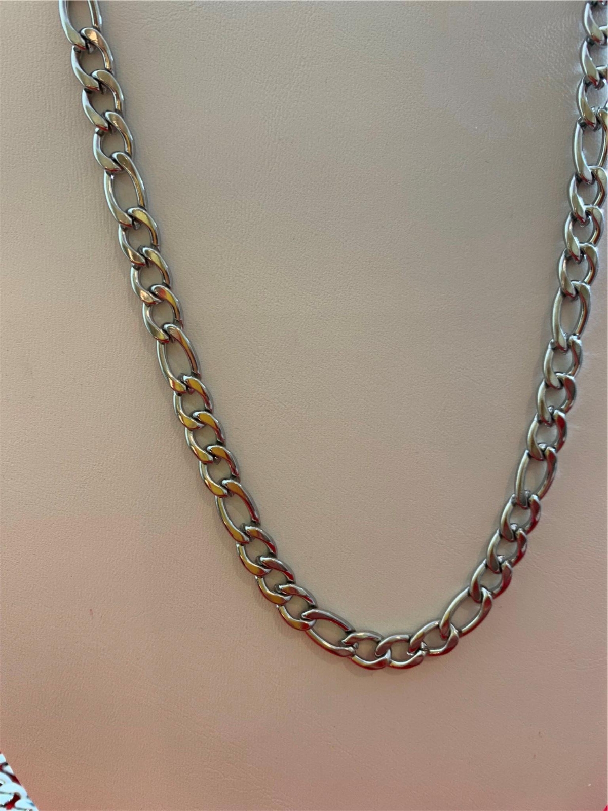 SILVER STAINLESS STEEL FIGARO 16″-36″ MEN WOMEN 3/4/5/7/9/10/12MM CHAIN NECKLACE