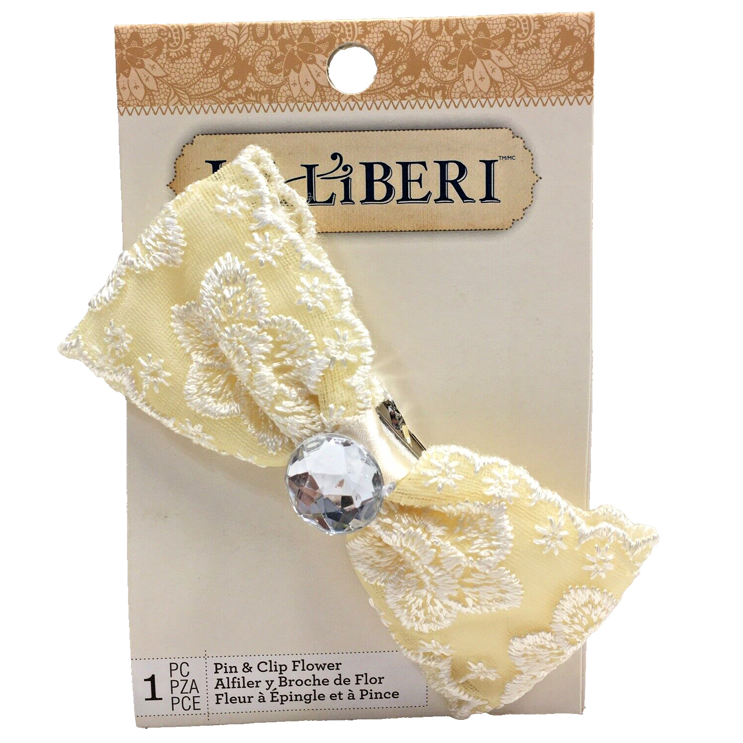 EK Success LaLiBeri 56-63074 Pin Clip Ivory Lace Bow Shoe/Purse/Lapel/Hat Bridal