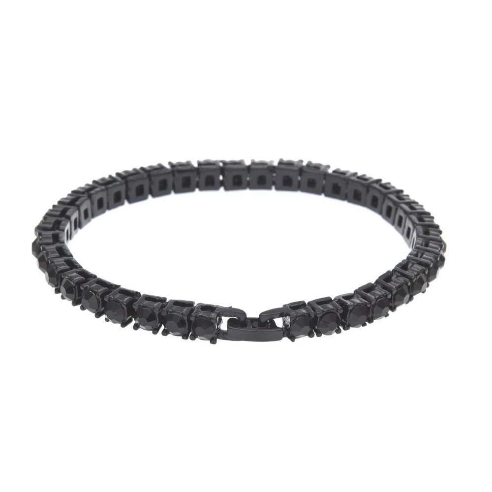 Mnyixsi Hip Hop Bling Black Link Chain 14K Gold Silver Plated 5mm Iced Out Tenni