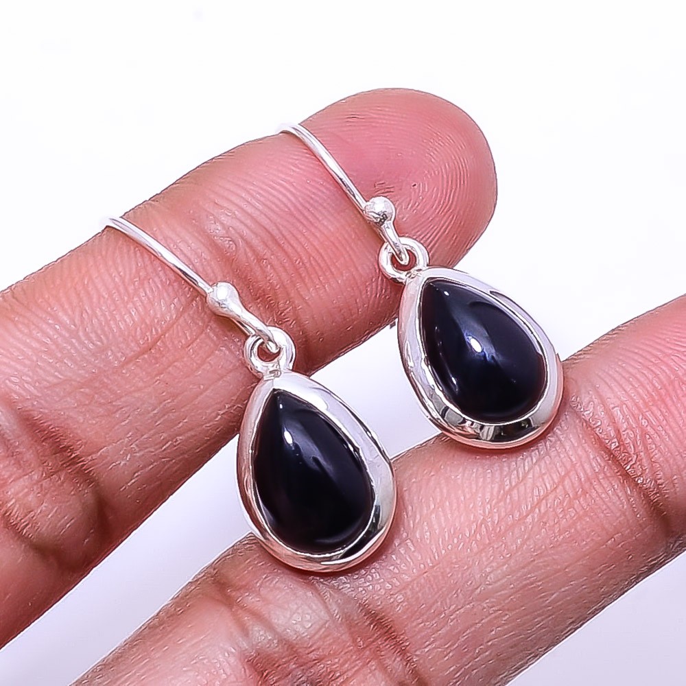 Black Onyx – Brazil 925 Sterling Silver Earring 1.17″, Christmas Gift E347105
