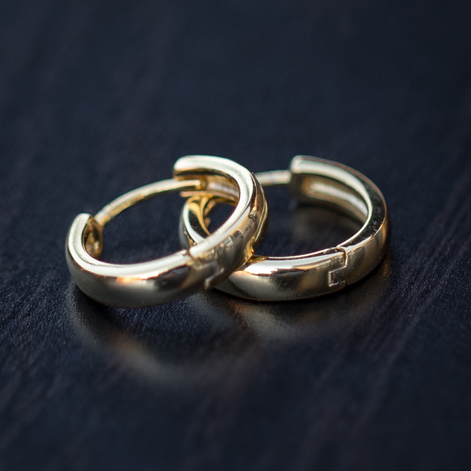 Solid 14K Yellow Gold Plated 925 Sterling Silver Small Hoop Earrings For Men
