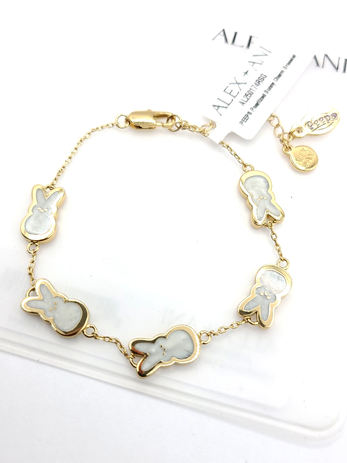 Alex & Ani PEEPS® Pearlized Bunny Charm Bracelet 6.5″ – 8″