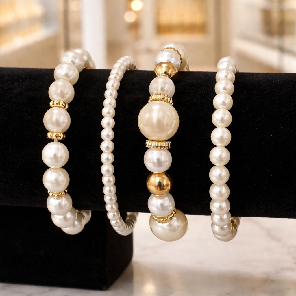 Elegant Heart Pearl Bracelet Set for Casual & Formal Wear