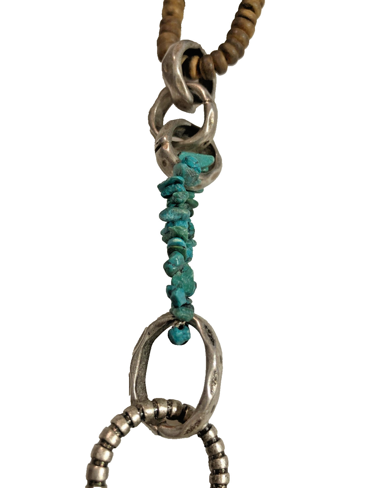 Lucky Brand Necklace Statement Chain Wood Multi Gemstone Belt – 36 in Length