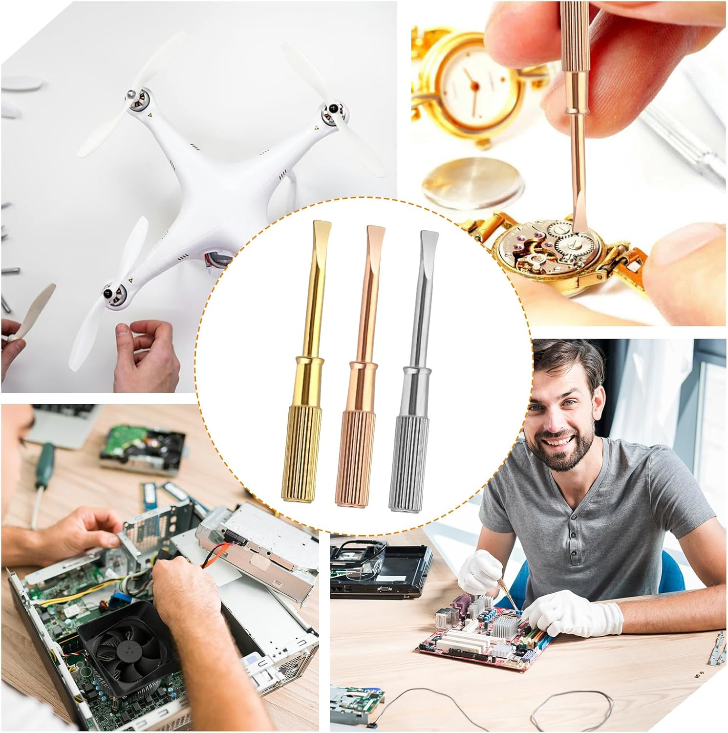 3Pcs Cartiers Screwdriver, Silver, Gold, Rose Gold Cartiers Bracelet Screwdri.