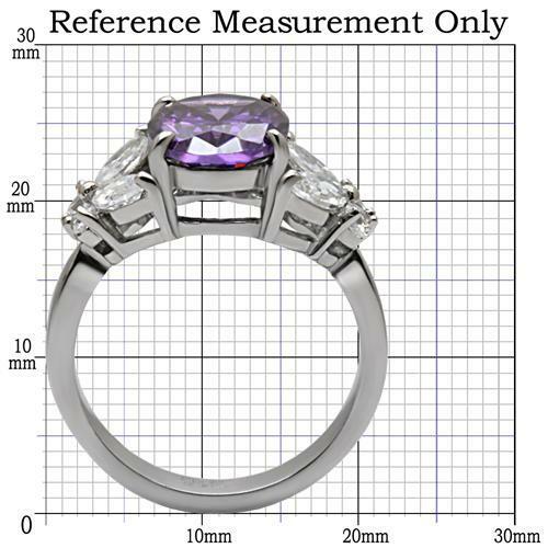 TK086 – High polished (no plating) Stainless Steel Ring with AAA Grade CZ in