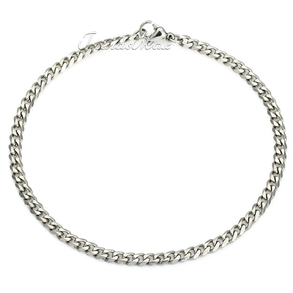3-11MM 7-11″ Silver Stainless Steel Curb Cuban Chain Bracelet Hand Wrist Jewelry