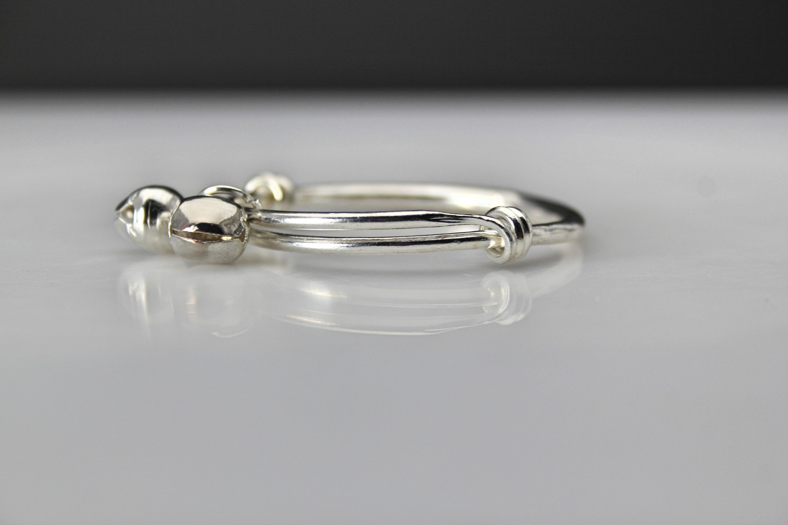 Two Bell Sterling 925 Baby Adjustable Size Bangle Bracelet 8.8 Grams (BR5508)