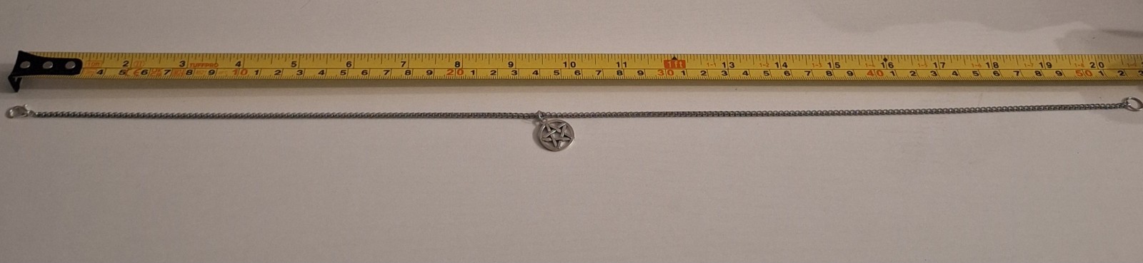 Silver Tone Cable Chain Necklace Pentagram Star Charm Pendant Lobster 20in