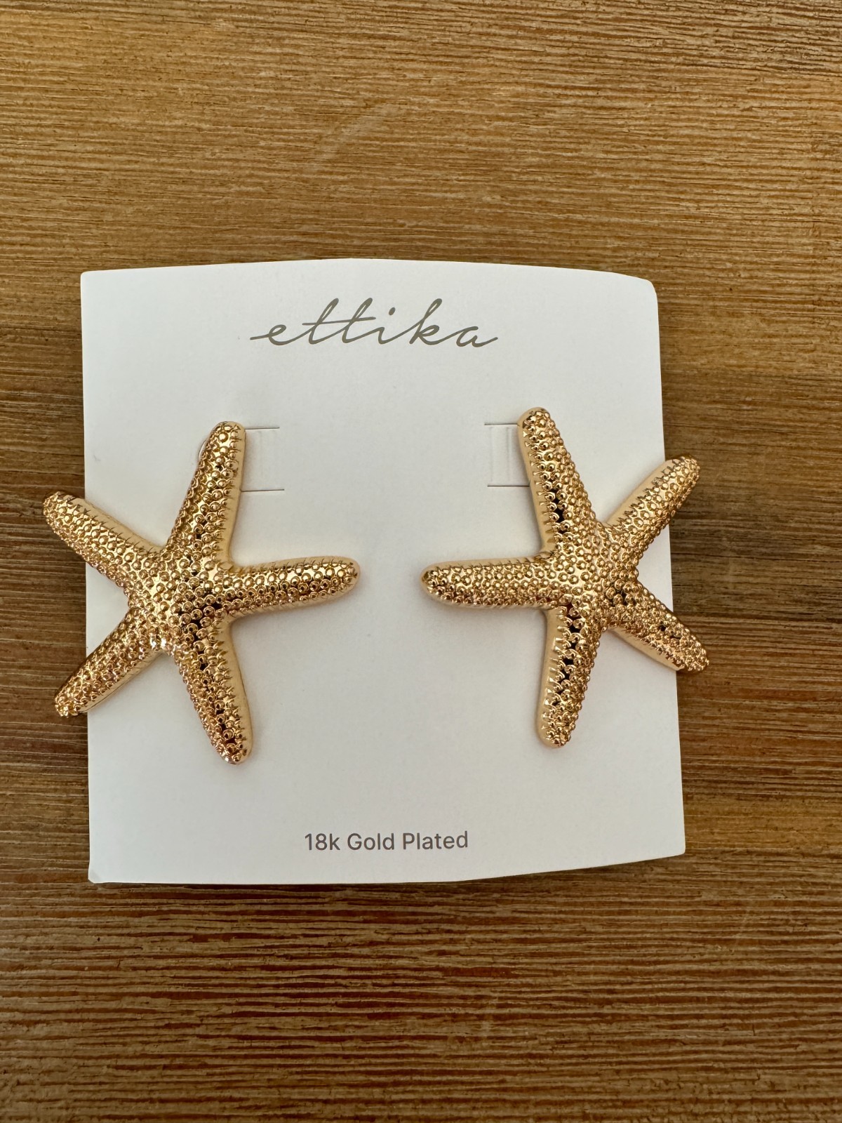 STARFISH EARRINGS Gold Tone Textured Coastal Beach Statement Large Stud