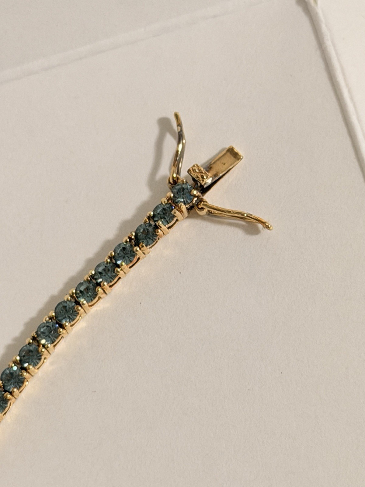 Joan Rivers Classics Simulated Indian Sapphire Tennis Bracelet 7.5” NOS w/ Box